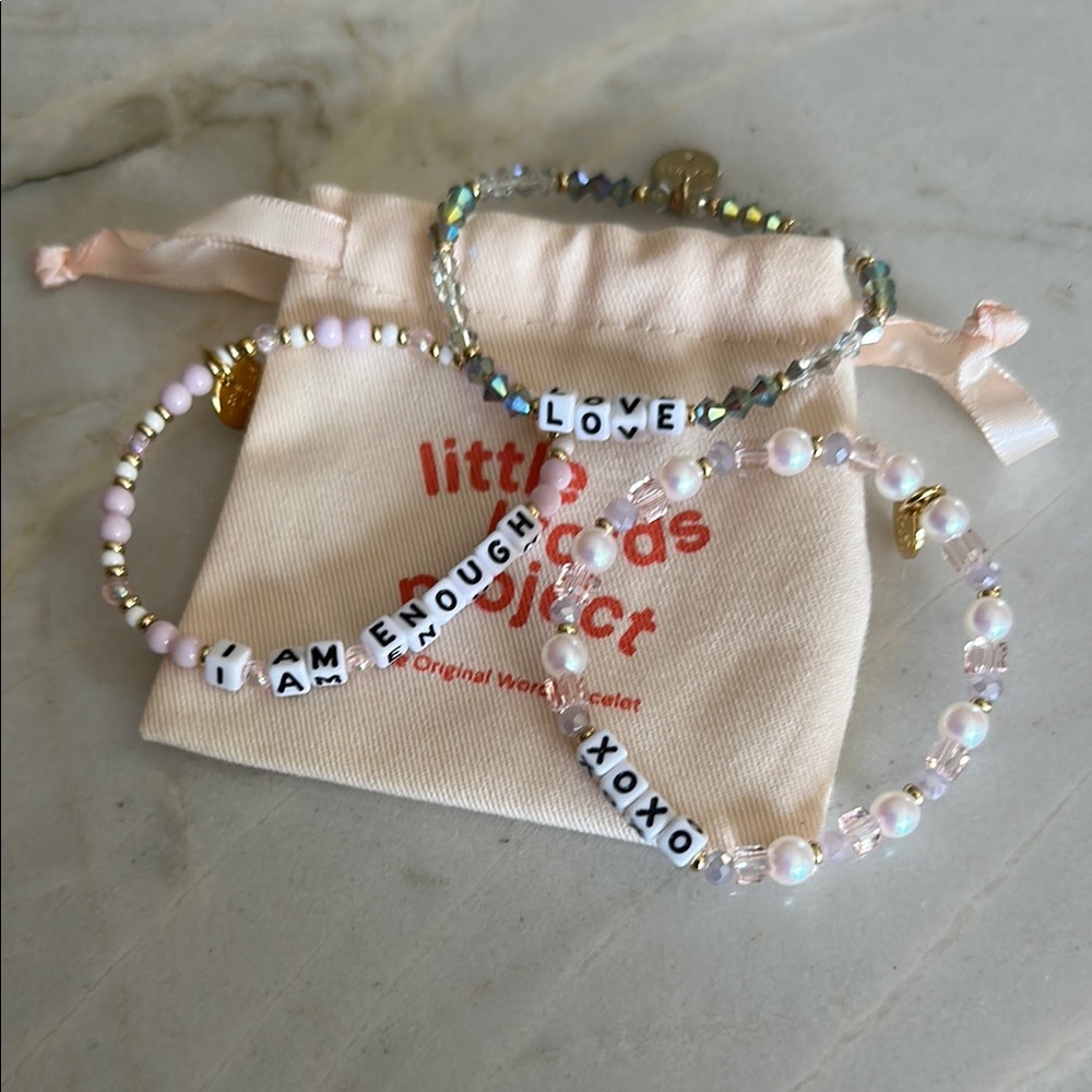 Beaded Bracelets - Pink and Silver